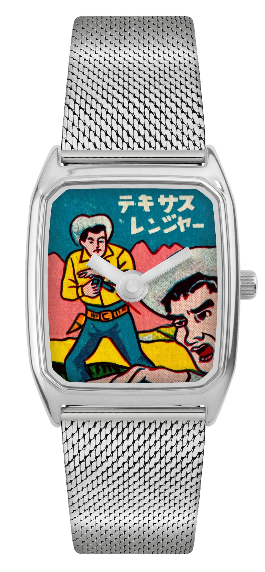 Tekisasu laps watch, metal mesh strap. The Texas rangers japanese picture watch.