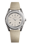 Montre LAPS Arche cadran texturé ivoire et bracelet cuir saffiano crème