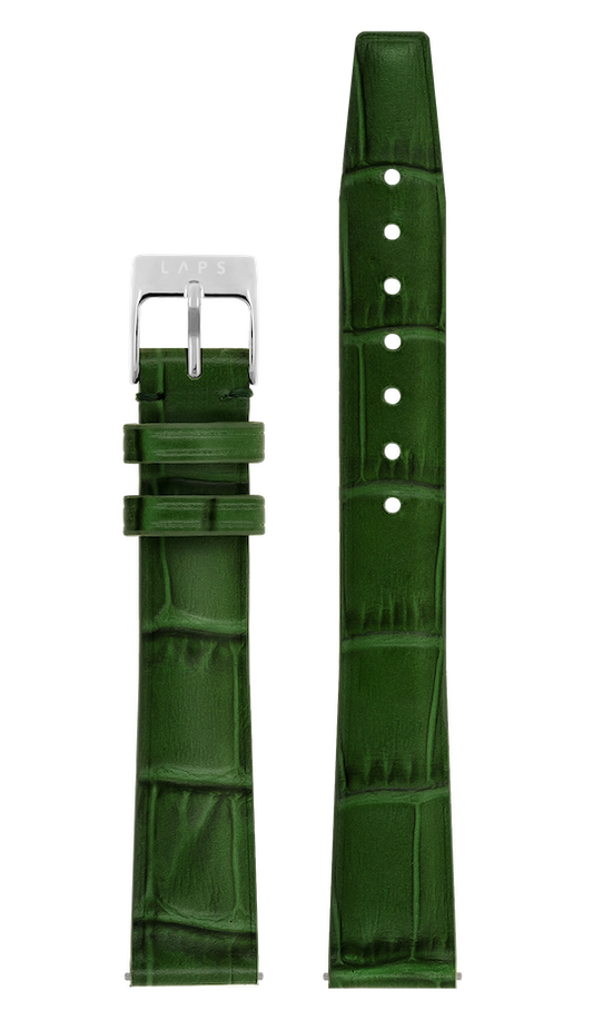 Bracelet Prima - Cuir Croco Vert
