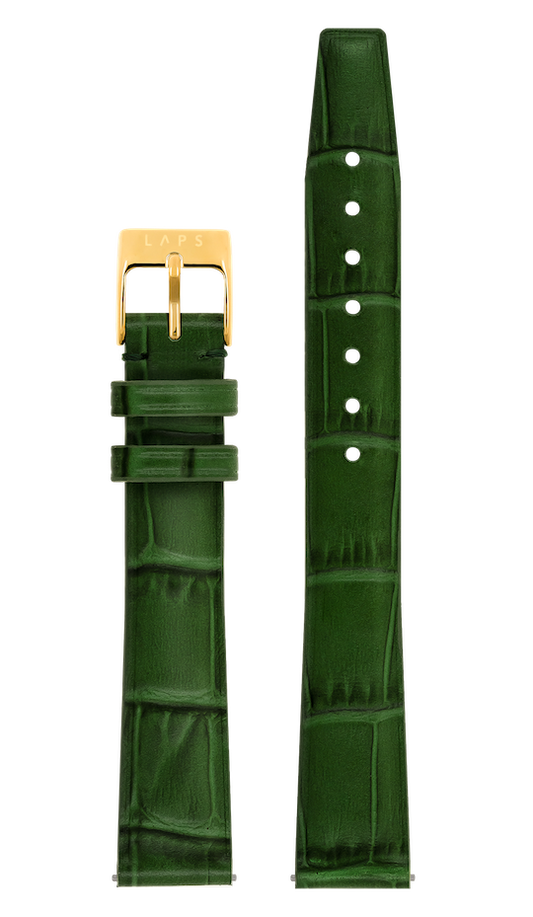 Bracelet Prima - Cuir Croco Vert