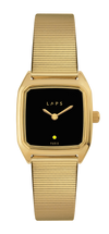 Montre LAPS Oria dorée à cadran laqué couleur noir et bracelet en maille