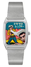 Tekisasu laps watch, metal mesh strap. The Texas rangers japanese picture watch.