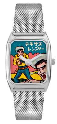 Tekisasu laps watch, metal mesh strap. The Texas rangers japanese picture watch.